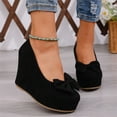 thumbnail image 1 of Willtoo Women's Bow Platform Wedge High Heels Ankle Strap Pumps Black, 1 of 3