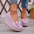 thumbnail image 1 of Willtoo Women's Bow Platform Wedge High Heels Ankle Strap Pumps Light Purple, 1 of 3