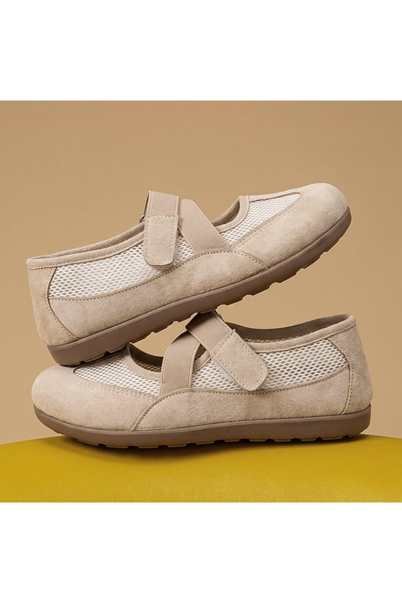 Women's Breathable Mesh Crisscross Straps Flats Comfortable Round Toe Soft Sole Non-Slip Mary Jane Sneakers
