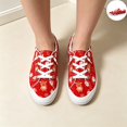 thumbnail image 1 of Willtoo Women’s Christmas Print Canvas Sneakers, Low Top Lace Up Holiday Casual Shoes Lightweight Non Slip Walking Footwear, 1 of 5