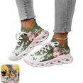 thumbnail image 1 of Willtoo Women’s Christmas Santa Print Pattern Knit Sneakers, Lace‑Up Sock Style Casual Walking Shoes, Lightweight Chunk Sole Breathable Fashion Footwear, 1 of 6