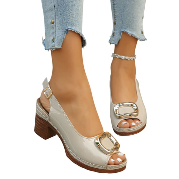 Willtoo Women's Chunky Heel Sandals Square Toe Slingback Comfortable Insole Casual Summer Shoes