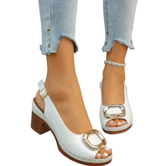 Willtoo Women's Chunky Heel Sandals Square Toe Slingback Comfortable Insole Casual Summer Shoes