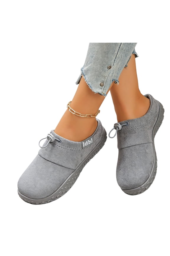 Women’s Closed Toe Slip On Platform Mule Clogs, Adjustable Drawstring Backless Slide Walking Shoes, Soft Faux Suede Lightweight Non-Slip Chunky Sole Casual Slippers for Indoor Outdoor