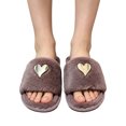 thumbnail image 1 of Willtoo Women's Comfy Fuzzy Slippers Heart-Shaped Decorations House Shoes Faux Fur Lined Memory Foam Open Toe Indoor Home Shoes, 1 of 5