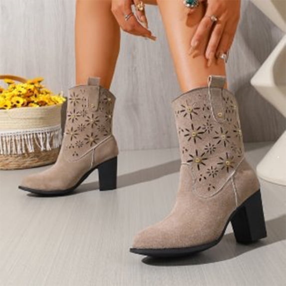 Willtoo Women's Cowboy Cowgirl Ankle Booties Western Stylish Faux Leather Low Heel Boots