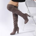 thumbnail image 1 of Willtoo Women's Fall Winter Boots Suede Over The Knee Thigh High Chunky Heel Long Boots Gray, 1 of 5