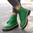 thumbnail image 1 of Willtoo Women's Fashion Ankle Boots Low Heels Chunky Lace-up Combat Boot Platform Lug Sole Non Slip Short Boots for Women Casual Round Toe Side Zipper Fall Winter Hiking Walking Booties Dark Green, 1 of 7