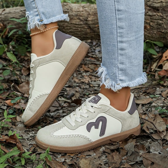 Willtoo Women's Fashion Sneakers Flat Low-Top Lace-Up Comfortable School Casual Tennis Shoes Non Slip Walking Travel Shoes