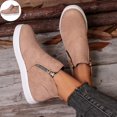 thumbnail image 1 of Willtoo Women's Faux Suede Ankle Boots, Round Toe Side Zip High Top Sneakers with Chunky Sole, Casual Non-Slip Walking Footwear, 1 of 6