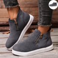 thumbnail image 1 of Willtoo Women's Faux Suede Ankle Boots, Round Toe Side Zip High Top Sneakers with Chunky Sole, Casual Non-Slip Walking Footwear, 1 of 6