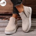 thumbnail image 1 of Willtoo Women's Faux Suede Ankle Boots, Round Toe Side Zip High Top Sneakers with Chunky Sole, Casual Non-Slip Walking Footwear, 1 of 6