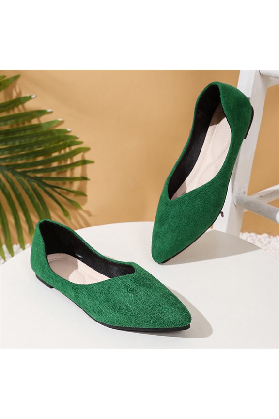 Women's Flat Shoes Faux Suede Pointed Toe Ballet Dressy Flats Comfortable Slip On Walking Orthopedic Shoe Casual Work Shallow Shoe