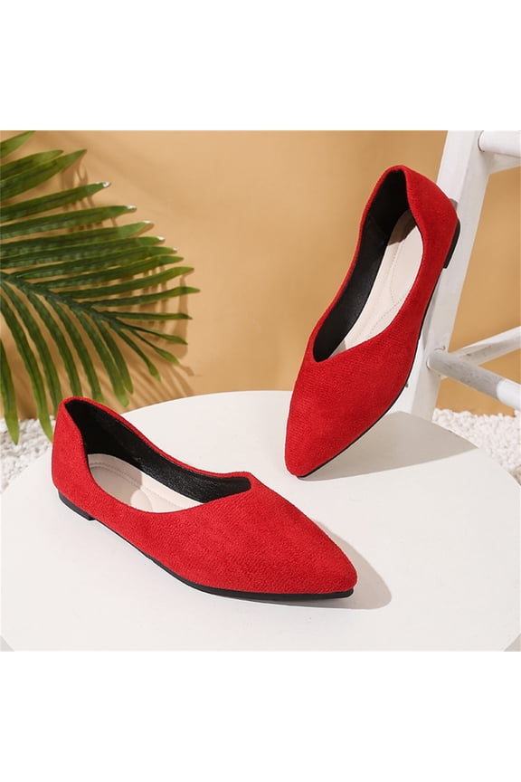 Women's Flat Shoes Faux Suede Pointed Toe Ballet Dressy Flats Comfortable Slip On Walking Orthopedic Shoe Casual Work Shallow Shoe