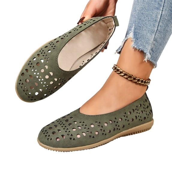 Willtoo Women’s Flats Comfortable Slip-On Shoes with Memory Foam, Breathable Eyelet