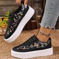 thumbnail image 1 of Willtoo Women’s Floral Print Platform Sneakers, Lace‑Up Low Top Thick Sole Casual Shoes Lightweight Fashion Walking Shoes Non Slip Daily Outdoor Wear Shoes, 1 of 5