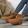 thumbnail image 1 of Willtoo Women's Fur-Lined Winter Ankle Boots, Suede Side Zip Boot, Lug Sole Chunky Heel Fleece Warm Booties Khaki, 1 of 3