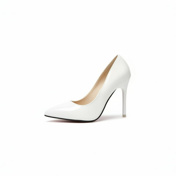 Willtoo Women's Genuine Leather Pointed Toe Mid Heel Pumps for Spring & Summer White