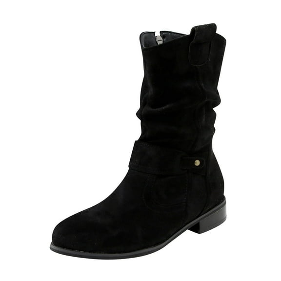 Willtoo Women's Half Boots Mid Heel Elegant Suede Half Boots Winter Shoes Black