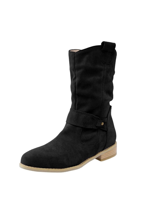 Women's Half Boots Mid Heel Elegant Suede Half Boots Winter Shoes Camel