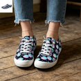 thumbnail image 1 of Willtoo Women's Halloween Ghost Pumpkin Print Canvas Sneakers, Lace Up Low Top Casual Shoes, Lightweight Non-Slip Flat Sole Holiday Walking Shoes, 1 of 5