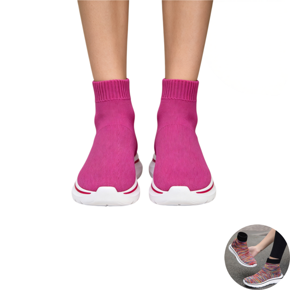 Willtoo Women's High Top Slip‑On Knit Sock Sneakers, Stretch Breathable Knitted Upper Casual Walking Shoes, Lightweight Platform Ankle Footwear for Daily Indoor Outdoor Use