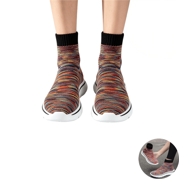 Willtoo Women's High Top Slip‑On Knit Sock Sneakers, Stretch Breathable Knitted Upper Casual Walking Shoes, Lightweight Platform Ankle Footwear for Daily Indoor Outdoor Use