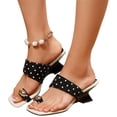 thumbnail image 1 of Willtoo Women’s Kitten Heels Polka Dots Flip Flops Slip On Open Toe Low Heels, 1 of 7