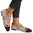 thumbnail image 1 of Willtoo Women's Knitted Cap Toe Mary Jane Shoes,Comfortable Square Toe Arch Support Walking Shoes Soft Sole Strappy Mesh Office Work Dress Shoes Elegant Ballets Flats, 1 of 5