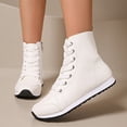 thumbnail image 1 of Willtoo Women's Large Size High-Top Lace-Up Ankle Boots Side Zipper Solid Color Breathable Lightweight Shoes Round Toe Casual Sneakers, 1 of 4