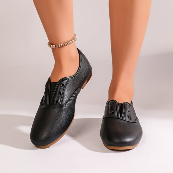 Willtoo Women's Leather Lace Up Pointed Loafers Soft Bottom Oxfords Low Lightweight Comfort Slip-On Business Formal Dress Work Flats Driving Shoes