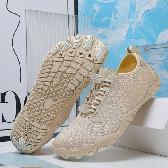 Willtoo Women's Lightweight Sport Barefoot Shoes Non-slip Breathable Footwear Water Shoes for Womens Athletic Hike Wide Toe Box Shoes Outdoor Swim Beach Beige 8