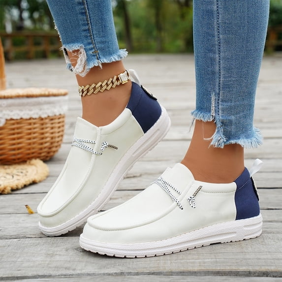 Willtoo Women's Low Top Flat Color Block Casual Shoes