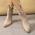 thumbnail image 1 of Willtoo Women’s Mid‑Calf Cowboy Boots, Pointed Toe Block Heel Western Fashion Boots, Pull‑on Casual Walking Shoes Fall Winter Daily Party Festival Footwear, 1 of 5