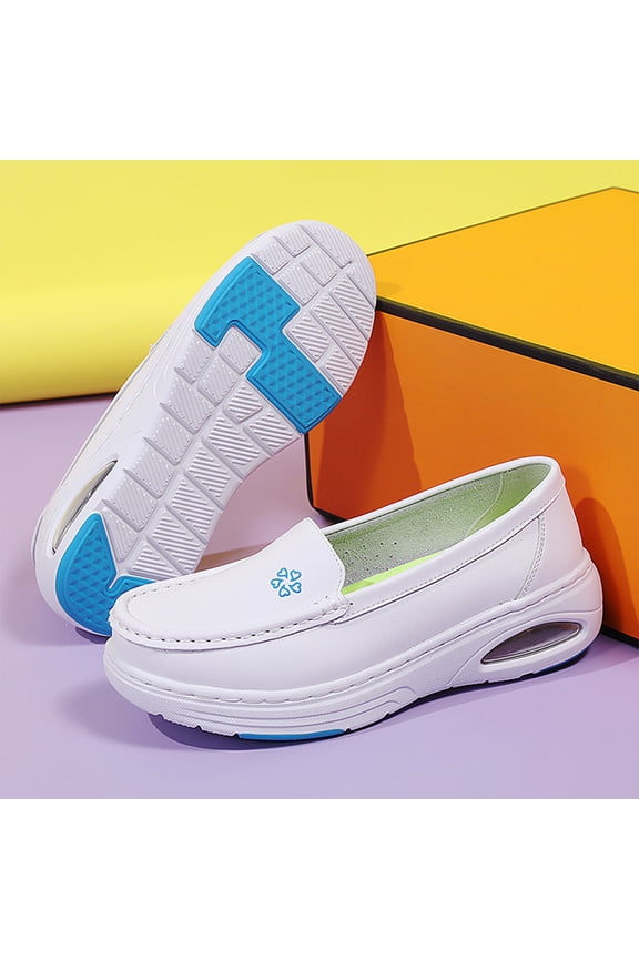 Women's Nursing Shoes Slip On Lightweight White Orthopedic Shoes for Work Women Slip Resistant Arch Support Flats for Women Healthcare Womens Shoes for Work
