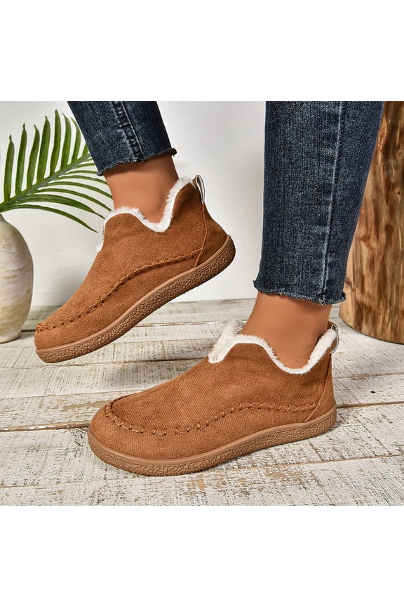 Women's Orthopedic Ankle Boots, Winter Warm Plush Lined Non-Slip Snow Booties with Arch Support for Plantar Fasciitis Light Brown
