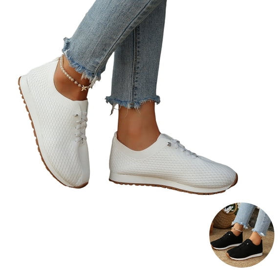 Willtoo Women’s Orthopedic Dress Shoes Knit Mesh Lace Up Walking Sneakers with Arch Support, Lightweight Breathable Low Top Casual Shoes, Fashion Comfort Daily Footwear