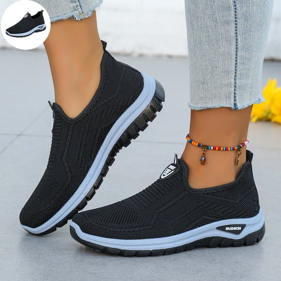 Willtoo Women’s Orthopedic Shoes Breathable Knit Slip On Walking Shoes with Arch Support, Comfortable Non‑Slip Casual Loafers, Lightweight Daily Outdoor Sneakers