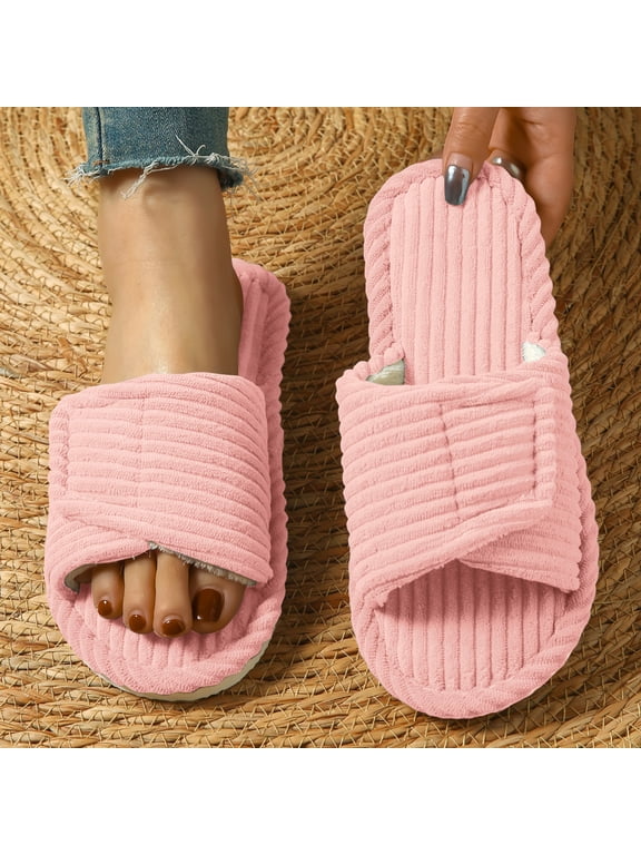 Women's Orthopedic Slippers with Arch Support Comfy Adjustable Memory Foam Open Toe House Slippers Bedroom Shoes for Plantar Fasciitis Indoor Outdoor