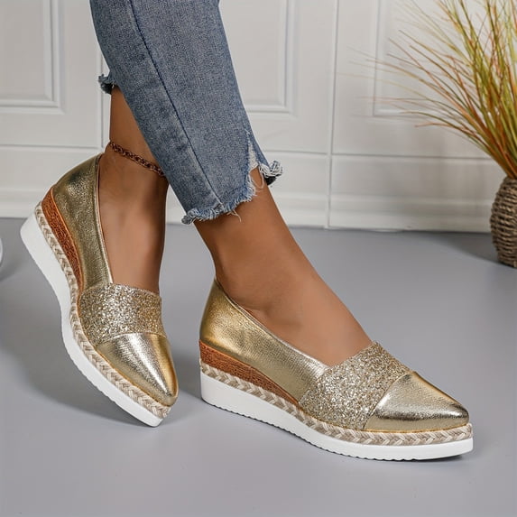 Willtoo Women's Orthopedic Wedge Casual Shoes Slip On Platform Comfortable Office Shoes with Arch Support Pointed Toe Thick sole Casual Walking Footwear Non-Slip Orthopedic Dressy Lightweight Shoes