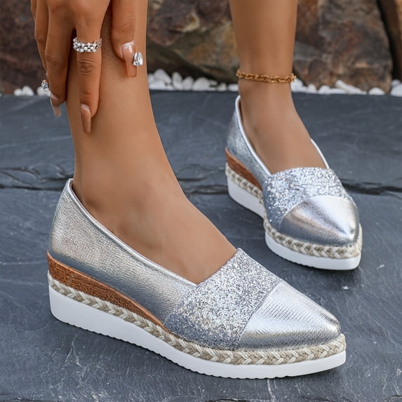 Willtoo Women's Orthopedic Wedge Casual Shoes Slip On Platform Comfortable Office Shoes with Arch Support Pointed Toe Thick sole Casual Walking Footwear Non-Slip Orthopedic Dressy Lightweight Shoes