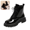 thumbnail image 1 of Willtoo Women's Platform Combat Boots Stylish Fashion Lace-Up Ankle Short Bootie Punk Motorcycle Leather Boots for Fall Winter, 1 of 6