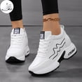 thumbnail image 1 of Willtoo Women's Platform Hidden Wedge Fashion Sneakers Lace‑Up Faux Leather Height‑Boost Walking Shoes, Non Slip Comfortable Casual Sport Shoes, 1 of 6