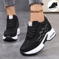 thumbnail image 1 of Willtoo Women's Platform Hidden Wedge Fashion Sneakers Lace‑Up Faux Leather Height‑Boost Walking Shoes, Non Slip Comfortable Casual Sport Shoes, 1 of 4