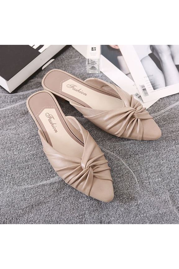 Women's Pointed Toe Backless Loafers Slip-on Comfortable Dressy Casual Office Business Flat Shoes for Working