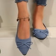 thumbnail image 1 of Willtoo Women's Pointed Toe Flats Shoes for Ladies Girls Cute Bowknot Knit Breathable Comfortable Slip On Casual Dressy Ballet Flats for Walking Work Business Blue, 1 of 6