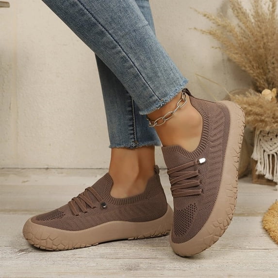Willtoo Women’s Quilted Knit Slip-On Shoes Breathable Casual Platform Loafers Comfortable Non-Slip Walking Sneakers