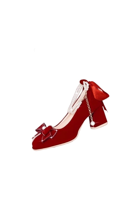 Women's Red Wedding Shoes: Low Block Heel Bridal Pumps for Bride & Bridesmaid (Fall) Red