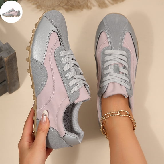 Willtoo Women's Retro Sneakers Round Toe Lace-Up Low-Top Casual Shoes Faux Suede Non Slip Sole Fashion Walking Tennis Shoes