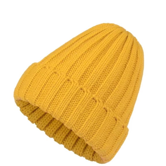 Willtoo Women's Rib Knit Cuffed Beanie Hat Stretch Acrylic Winter Hat Thick Warm Snow Ski Cap Yellow